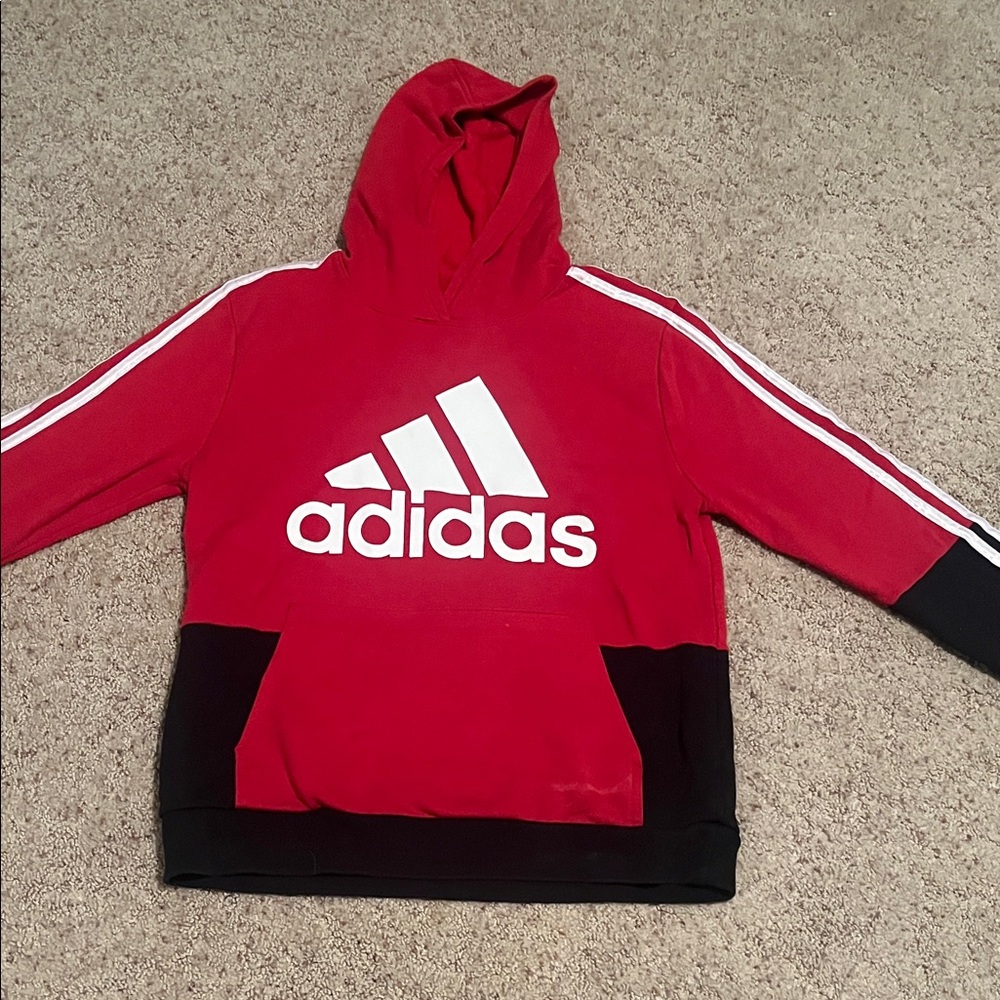 Adidas Kids Red and Black Hoodie